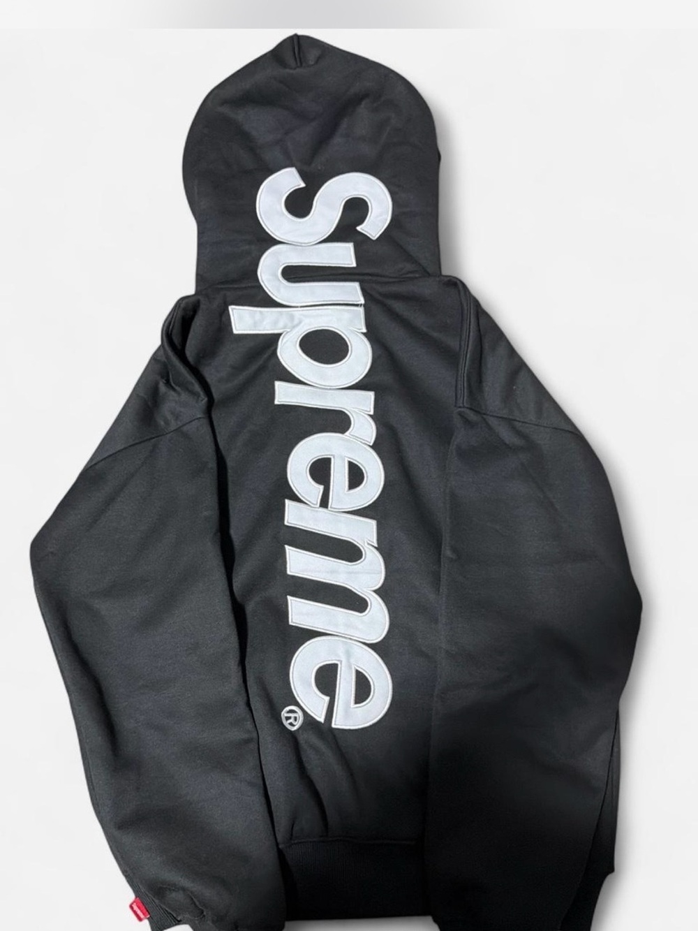 Supreme Black White-Logo Hoodie